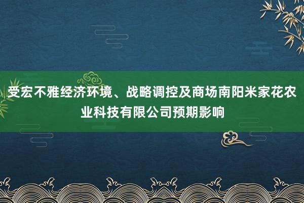 受宏不雅经济环境、战略调控及商场南阳米家花农业科技有限公司预期影响